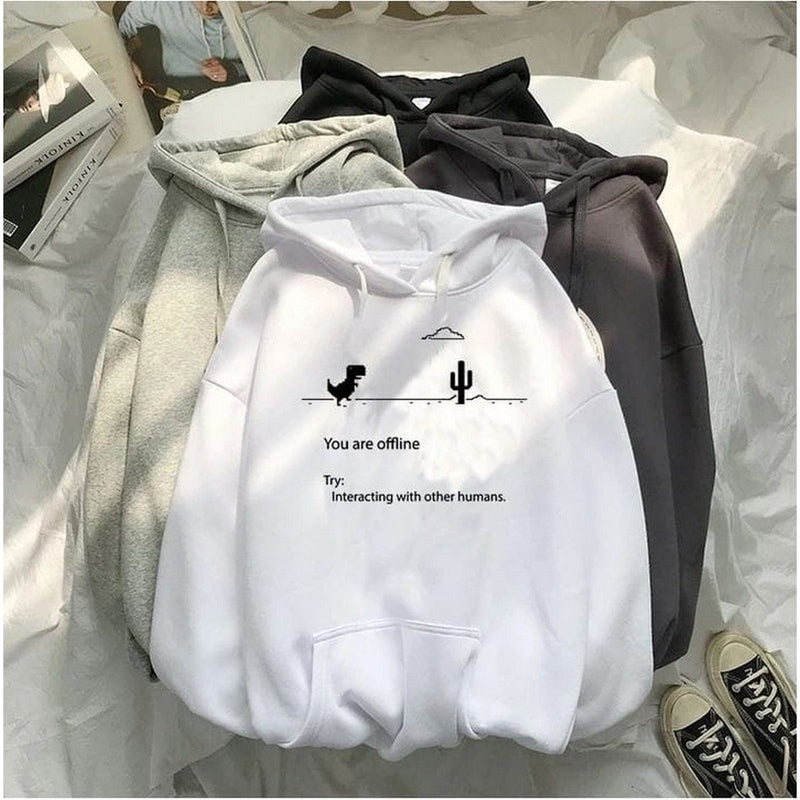 You Are Offline Fleece Full Sleeves Pull Over Hoodie For Women