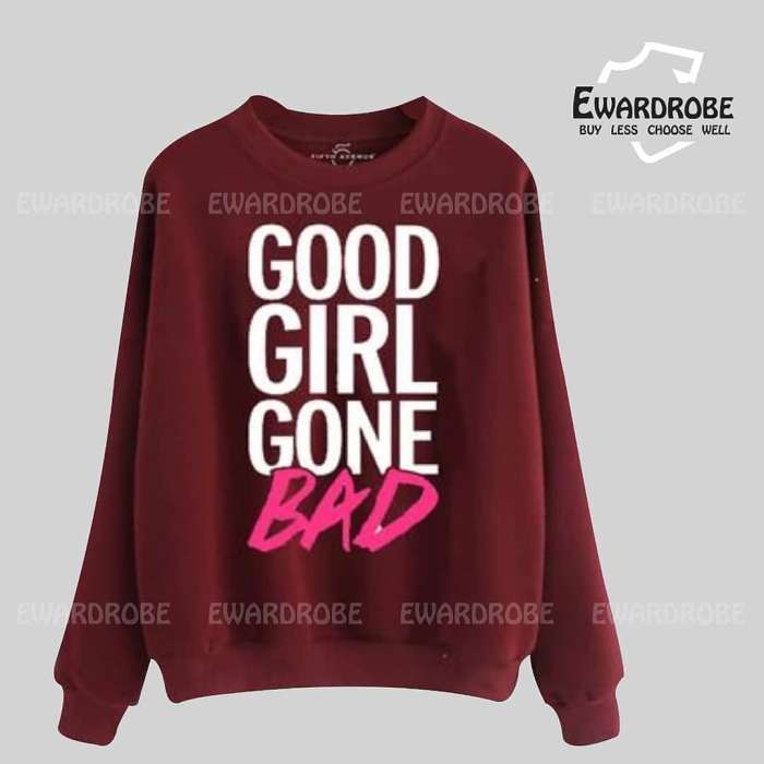 Good Gone Bad Cotton Fleece Sweatshirt For Women - AceCart Warm Hooded Sweatshirt in Maroon