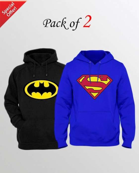 Pack Of 2 Superwomensos printed hoodie for womens both - AceCart Warm Hooded Sweatshirt in Black