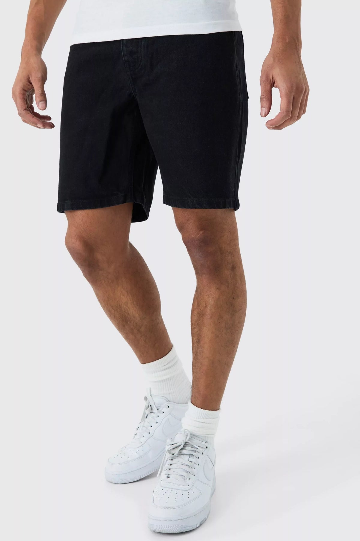 SLIM RIGID DENIM SHORTS IN BLACK