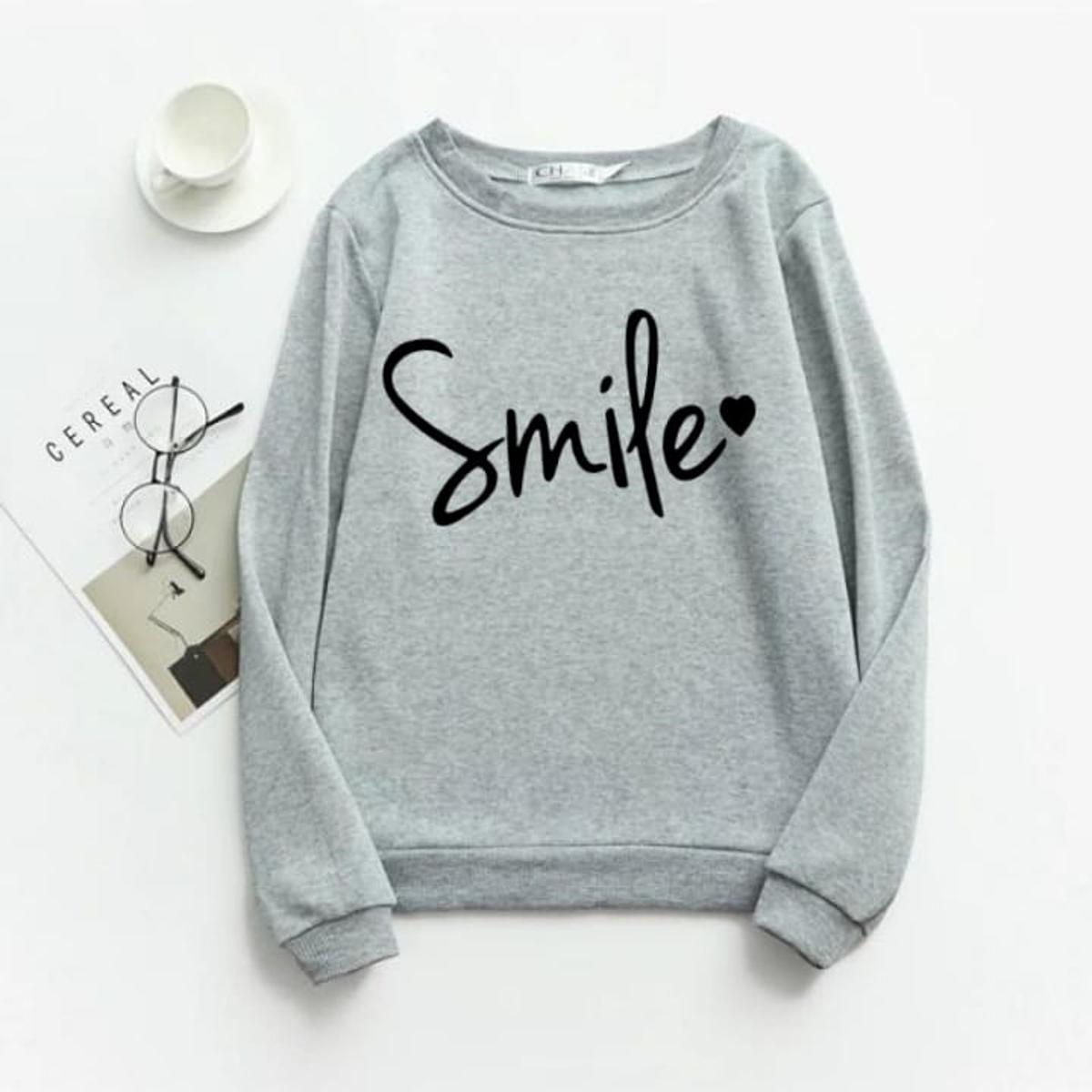 Smile Fleece Full Sleeves Sweatshirt For Women