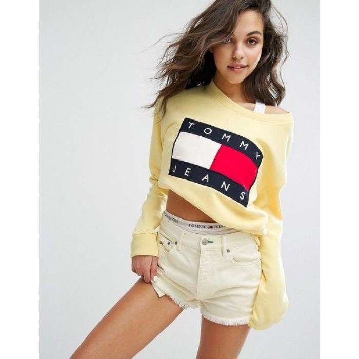 Rathors collection Multicolor Crop Sweatshirt For Women - AceCart Warm Hooded Sweatshirt in Yellow