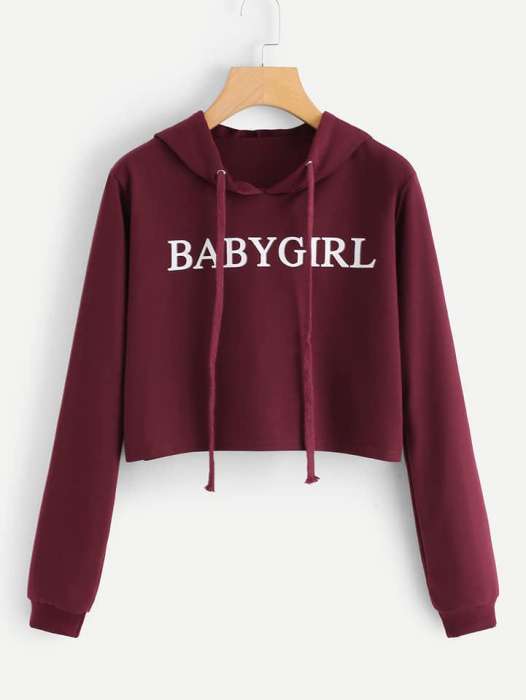 Cropped Hoddie Maroon Baby - AceCart Warm Hooded Sweatshirt in Maroon