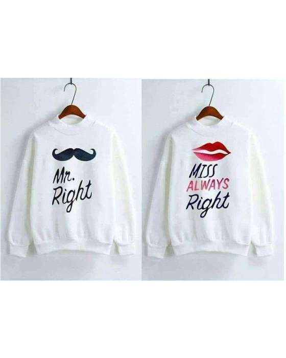 PACK OF 2 WHITE MR RIGHT AND MRS ALWAYS RIGHT SWEATSHIRT FOR COUPLE - AceCart Warm Hooded Sweatshirt in White