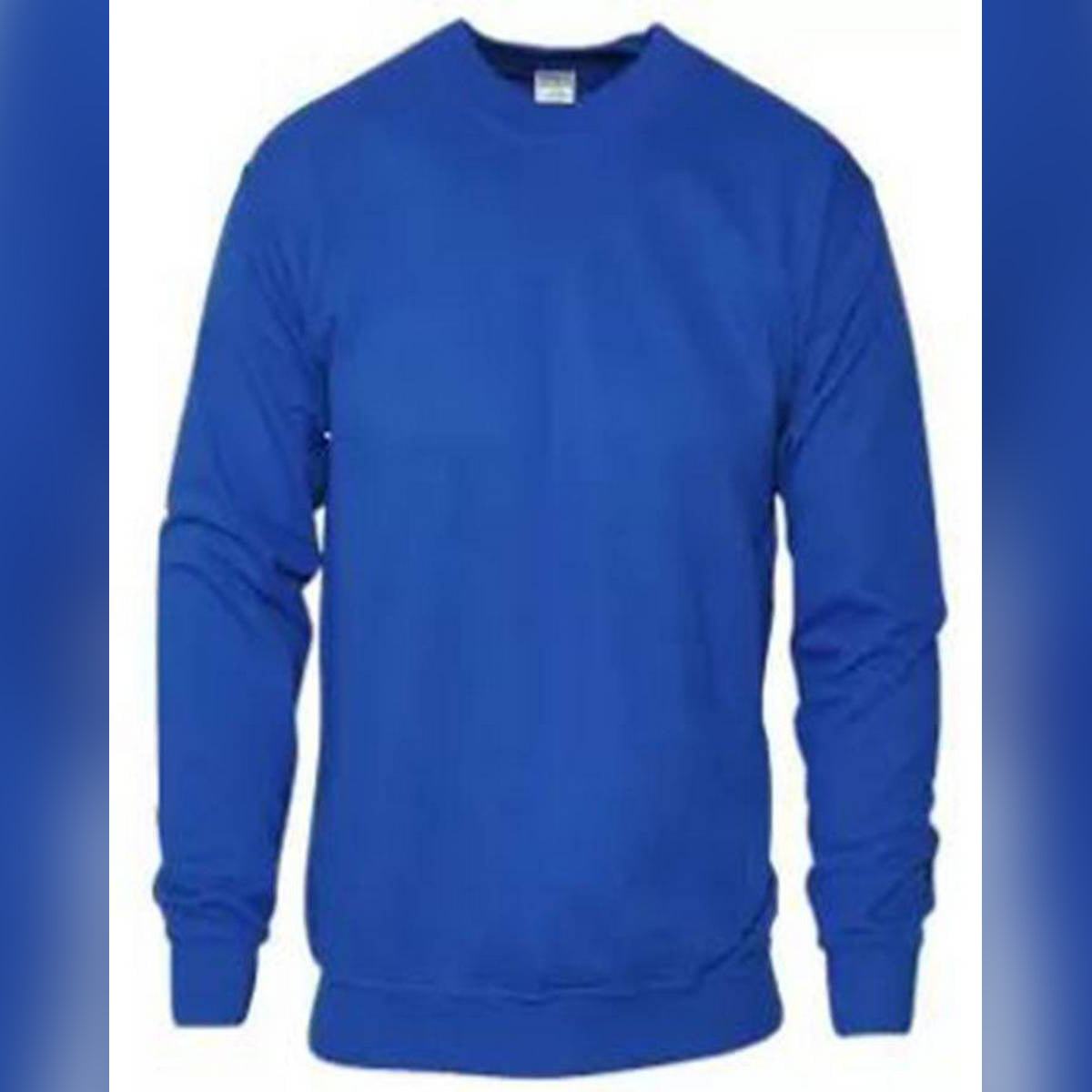 Royal Blue Plain Winter Cotton Sweat Shirt For Men