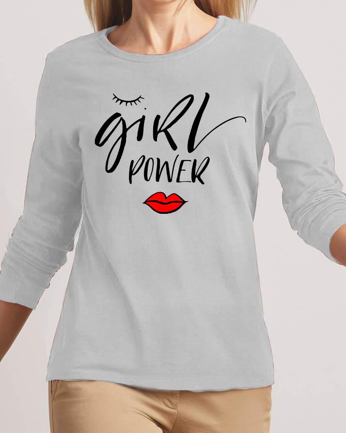 Girl Power New Fashion Grey High Graphic Excellent Quality T-shirt - Front View - AceCart