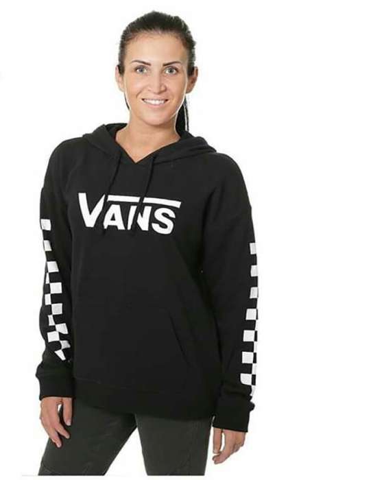 VANS Printed Ladies Hoodie - AceCart Warm Hooded Sweatshirt in Black