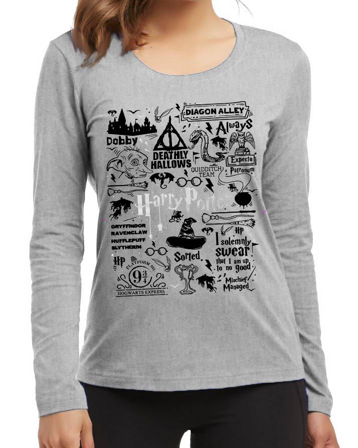 Harry Potter New Fashion Grey Excellent Quality High Graphic Full T-Shirt - Front View - AceCart