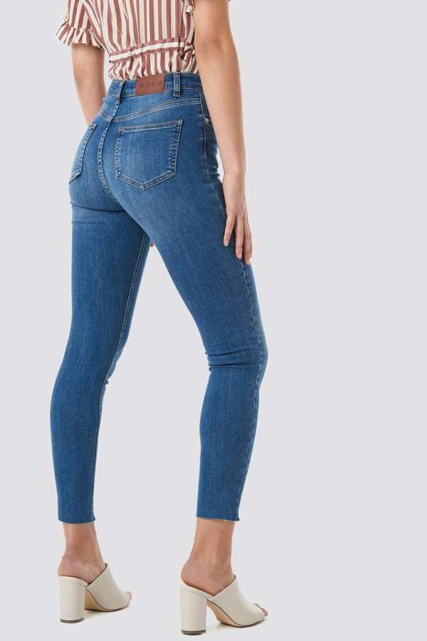 Women Mid-Rise Clean Look Stretchable Cropped Jeans  - Back View - AceCart