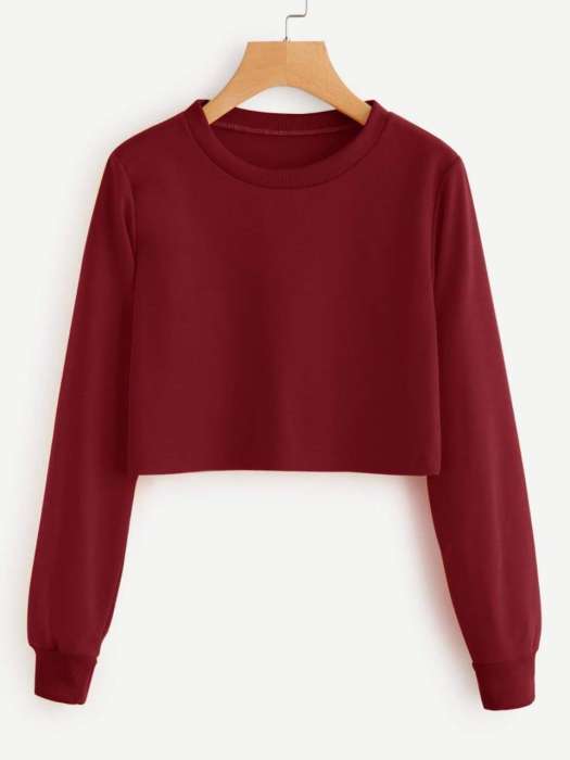 Cropped Sweatshirt Maroon - AceCart Warm Hooded Sweatshirt in Maroon