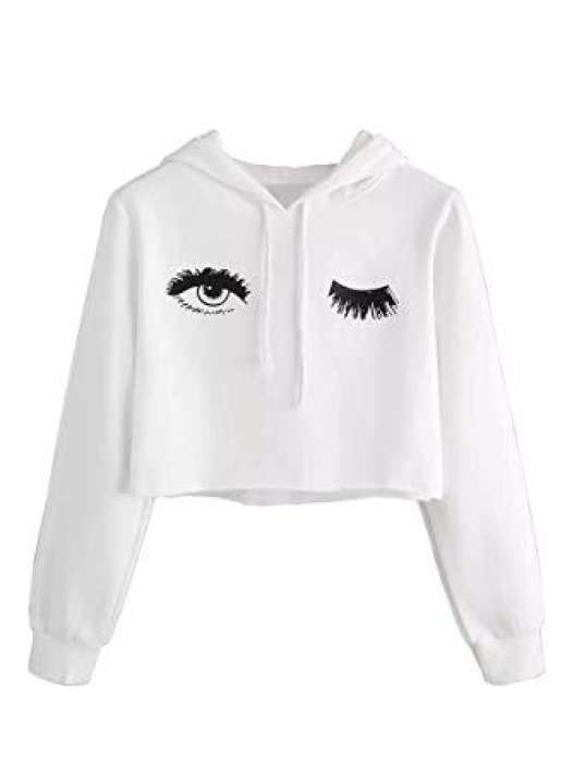 Crop Hoodie For Womens By 187 - AceCart Warm Hooded Sweatshirt in White