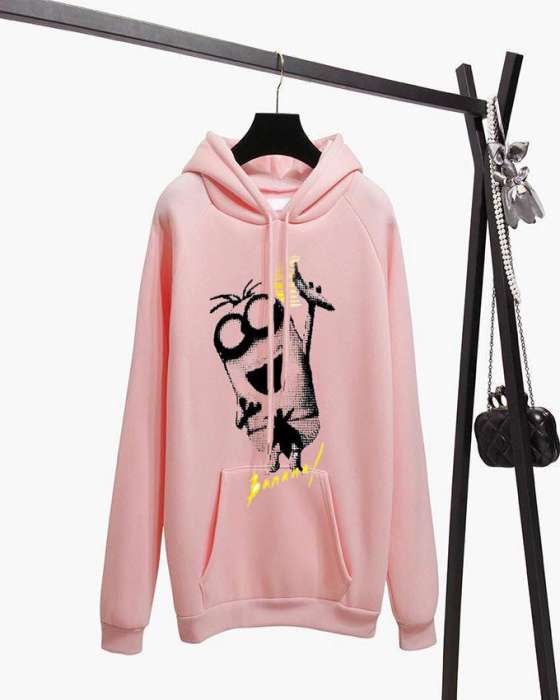 Printed Hoodie For womens - AceCart Warm Hooded Sweatshirt in Pink