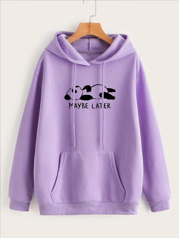 Maybe Later Printed Fleece Full Sleeves Pull Over Hoodie For Women