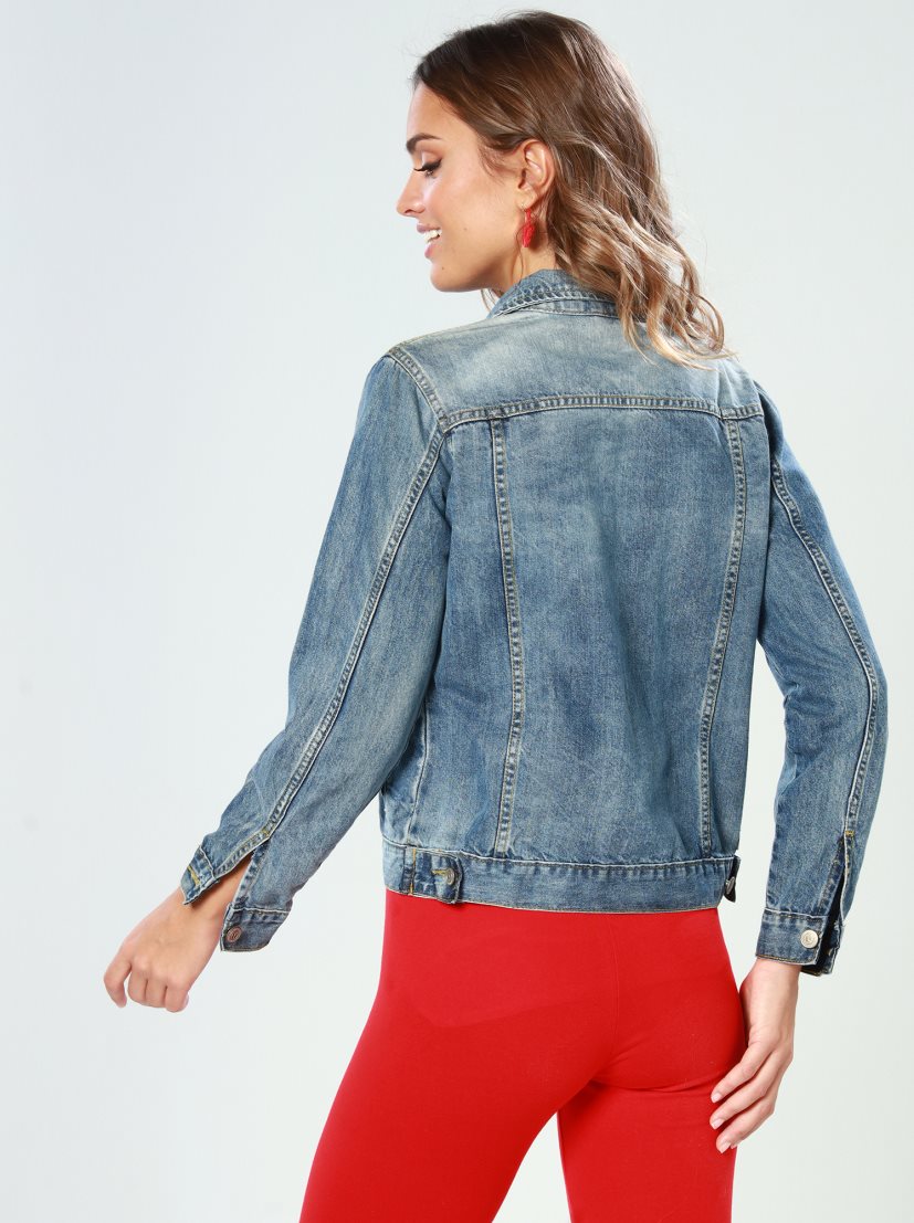 Women Blue Solid Jacket  - Front View - Available in Sizes XL