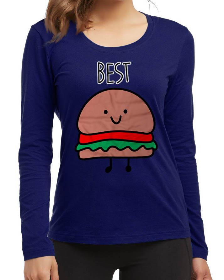 Burger High New Fashion Navy Blue Excellent Quality High Graphic Full T-SHirt - Front View - AceCart