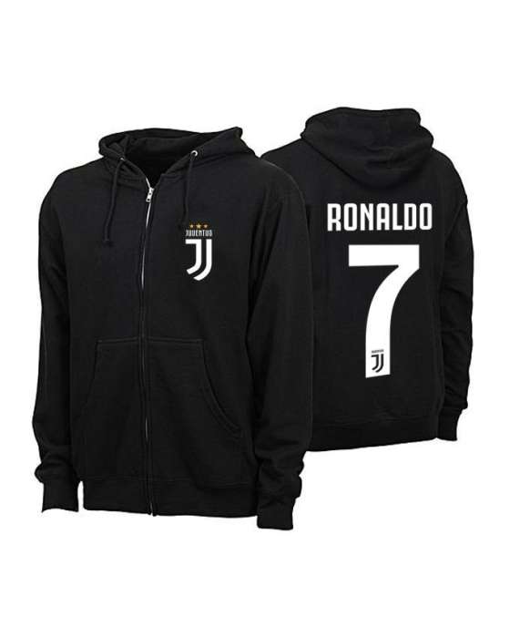 Black Fleece Juventus Ronaldo 7 Number Hoodie for Women - AceCart Warm Hooded Sweatshirt in Black