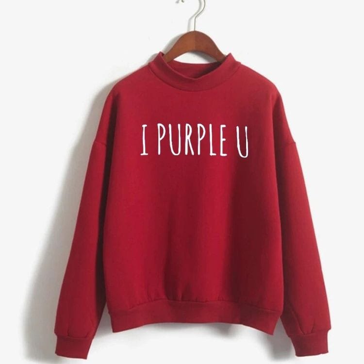 BTS I Purple You Printed Fleece Full Sleeves Sweatshirt For Women