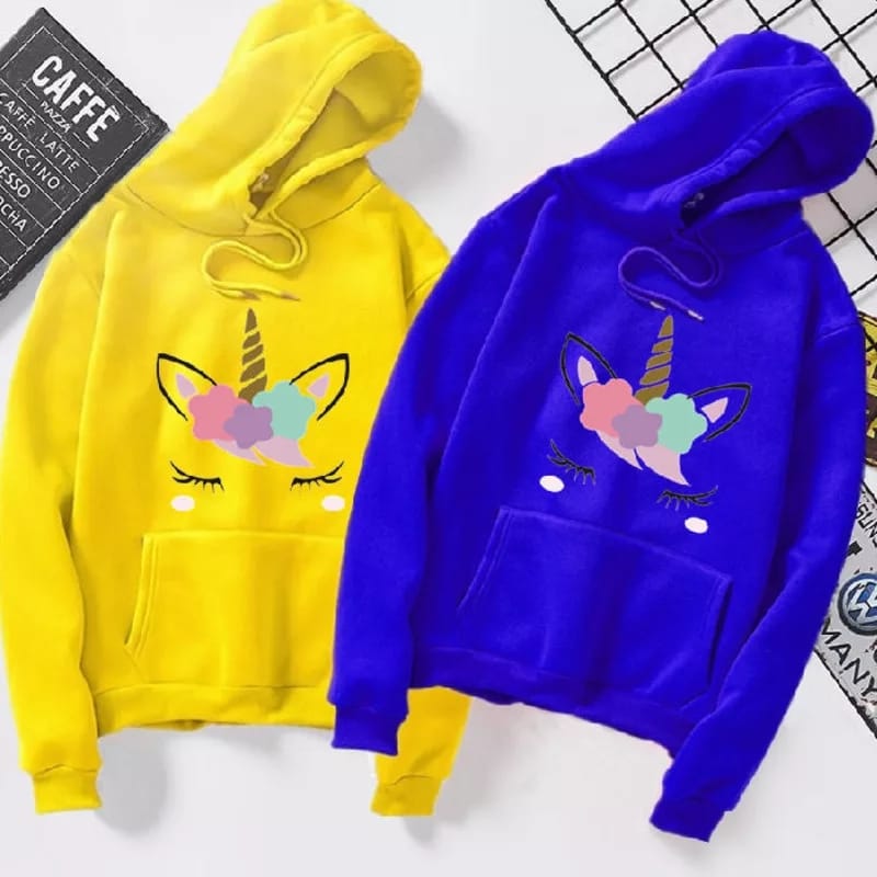 Unicorn Fleece Full Sleeves Pull Over Hoodie For Women