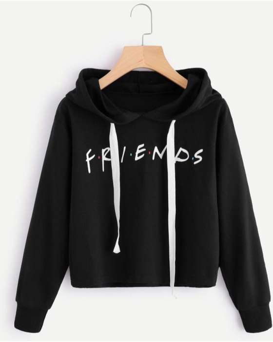 Friends black Hoodie For women - AceCart Warm Hooded Sweatshirt in Black