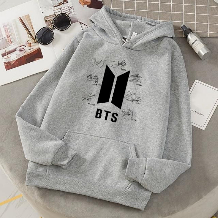 Bts Fleece Full Sleeves Pull Over Hoodie For Women