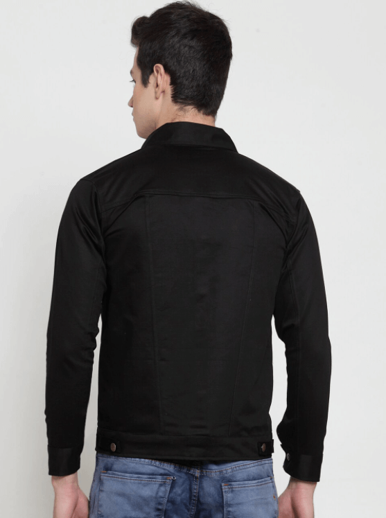 Mens Denim Jacket Black - Back View - AceCart