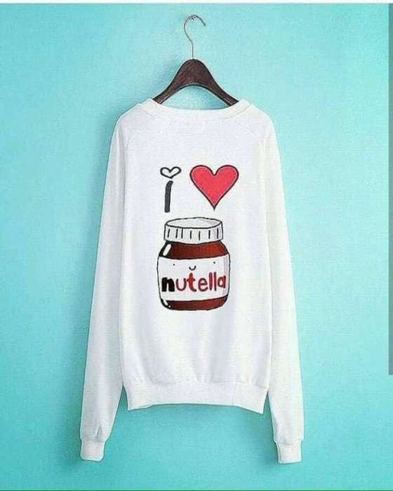 White I Love Nutella Printed Sweat Shirt - AceCart Warm Hooded Sweatshirt in White