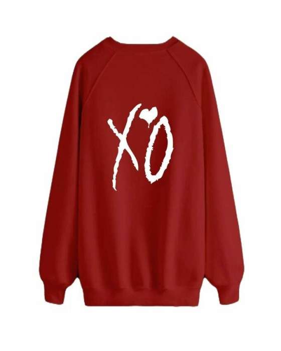 Red XO print Sweat Shirt for womens - AceCart Warm Hooded Sweatshirt in Red