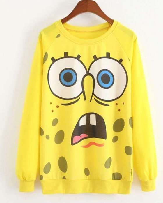 SPONGEBOB PRINTED Sweat Shirt For womens - AceCart Warm Hooded Sweatshirt in Yellow