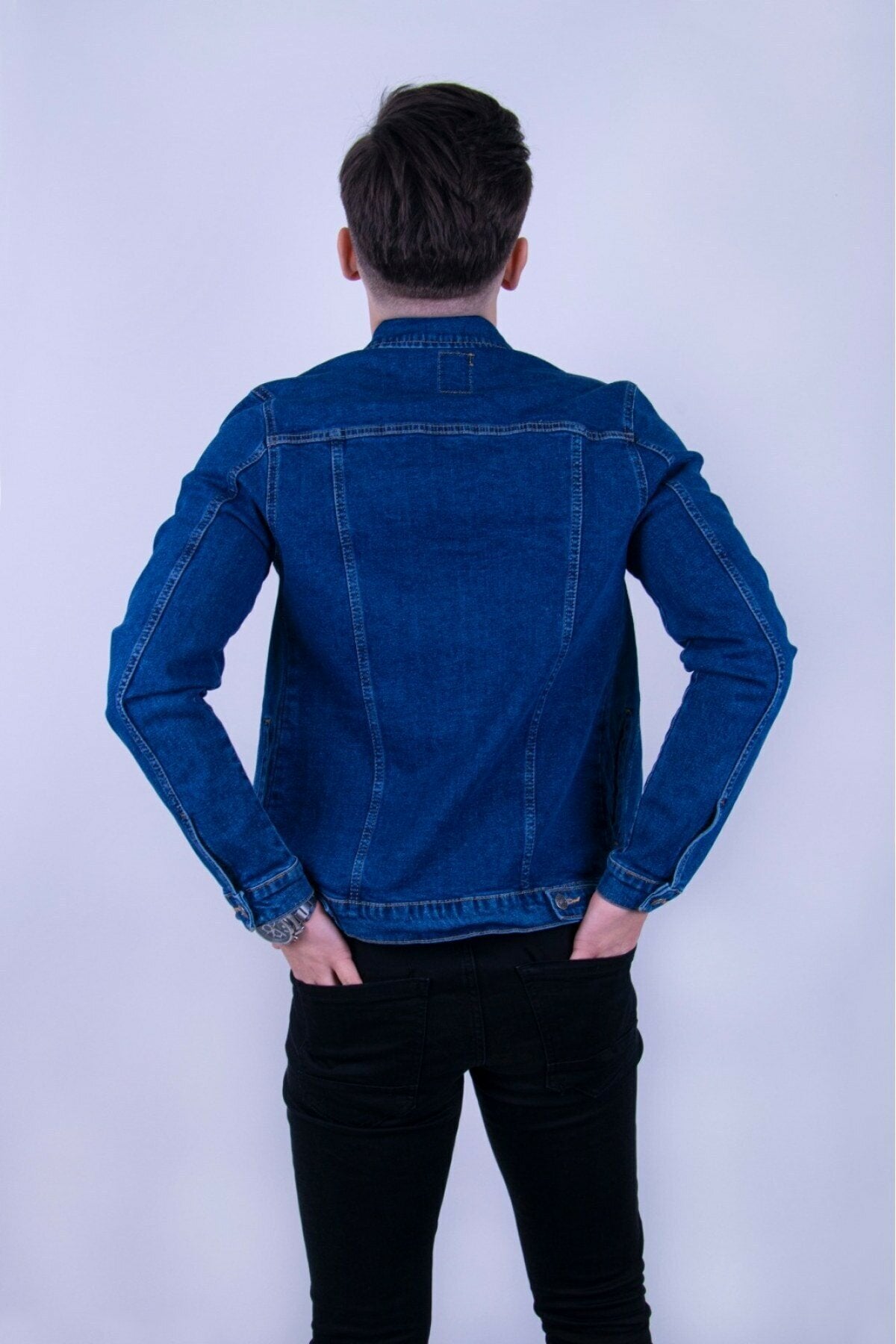 Ace Mens Denim Jacket Stretchable Fine Lycra L Blue