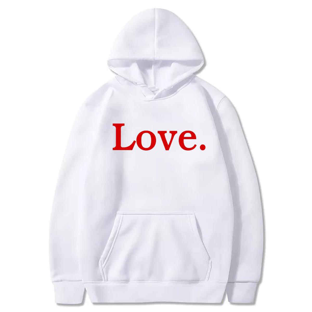 Love Printed Fleece Full Sleeves Pull Over Hoodie For Women