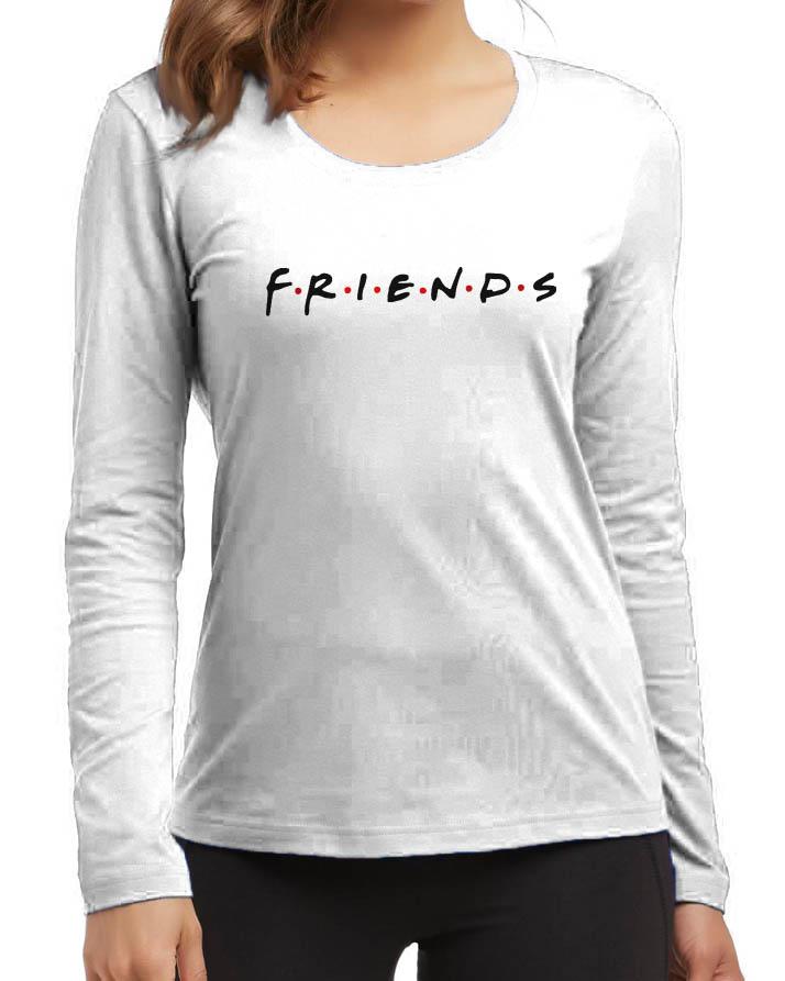 Friends New Fashion White Quality High Printed Design High Quality Full T-Shirt - Front View - AceCart