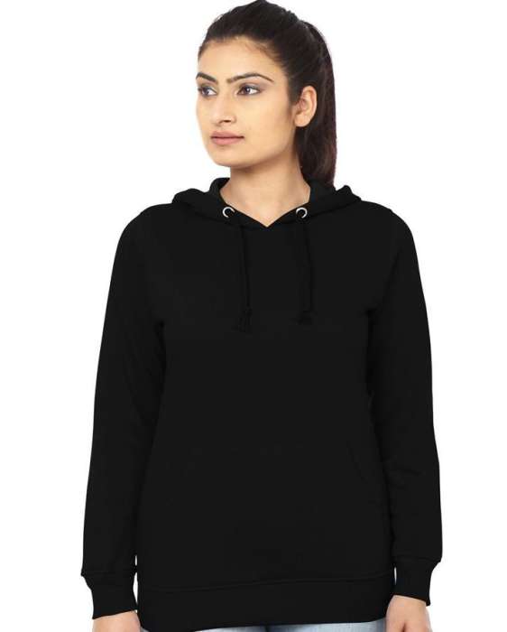 Black plain Hoodie For and women - AceCart Warm Hooded Sweatshirt in Black