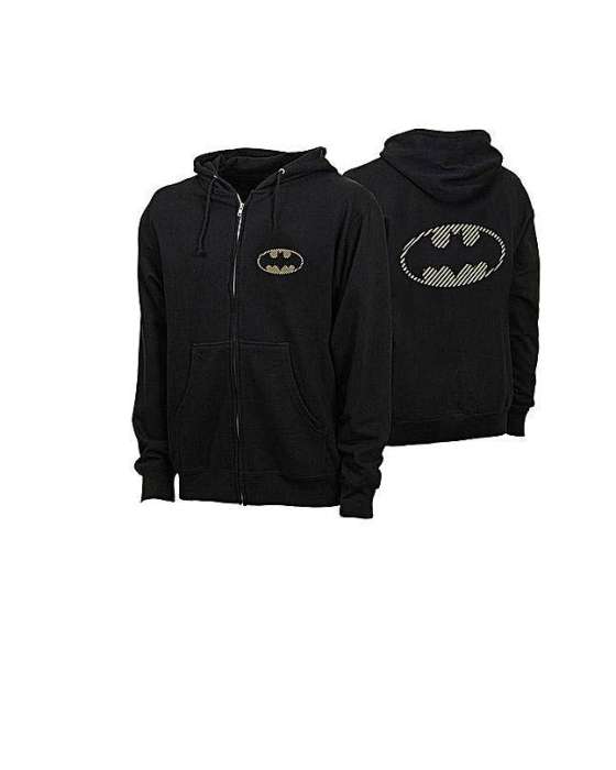 Black Front and back printed bat zipper for womens both - AceCart Warm Hooded Sweatshirt in Black