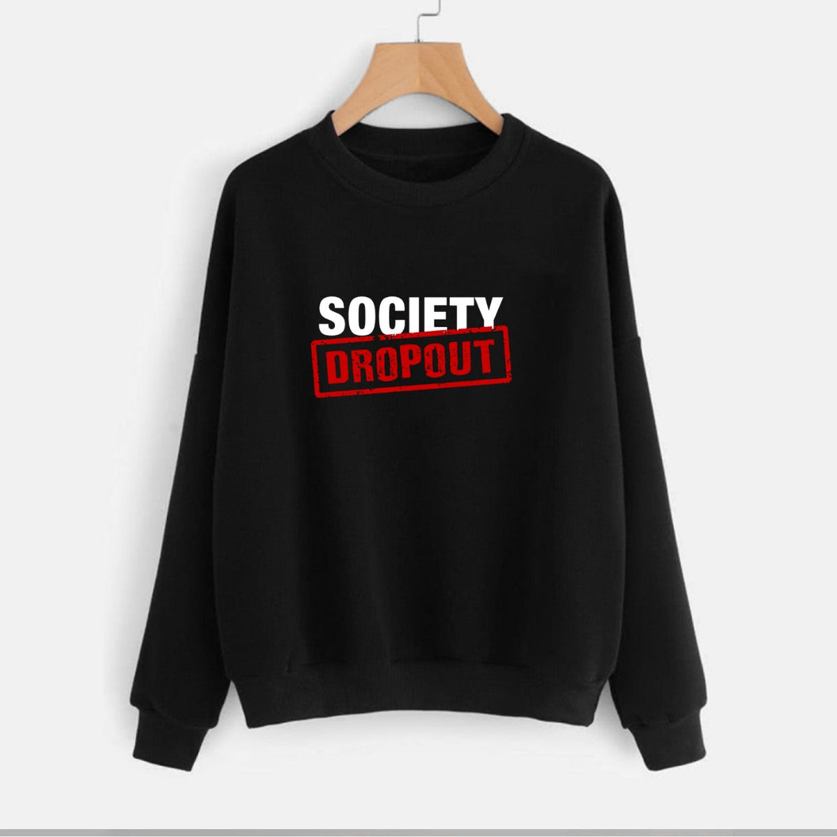 Society Dropout Fleece Full Sleeves Pull Over Sweatshirt For Women