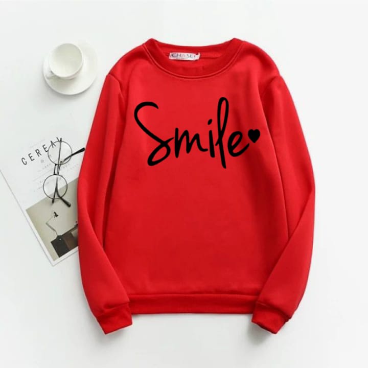 Smile Fleece Full Sleeves Sweatshirt For Women