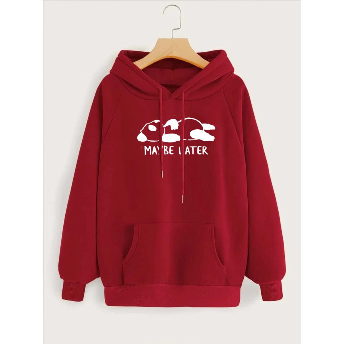 Maybe Later Printed Fleece Full Sleeves Pull Over Hoodie For Women