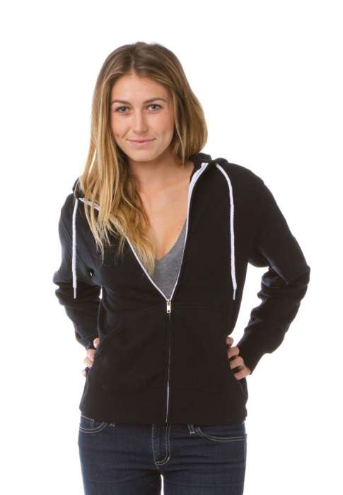 Black Zipper Fleece Plan Pull Over Hoodie - AceCart Warm Hooded Sweatshirt in Black