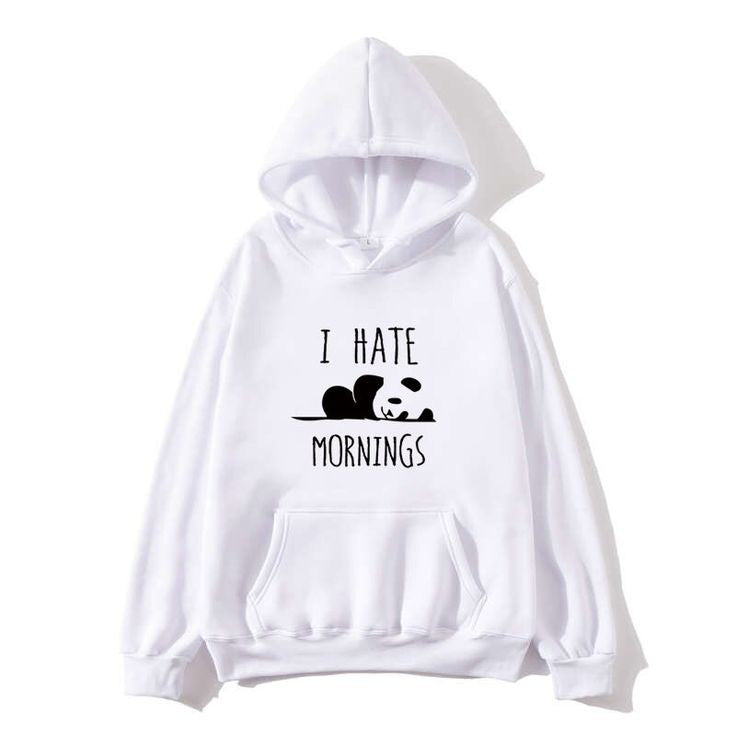 I Hate Morning Fleece Full Sleeves Pull Over Hoodie For Women