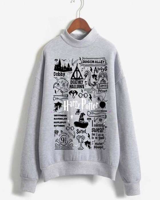 Harry Potter Printed Sweat Shirt For womens 218 - AceCart Warm Hooded Sweatshirt in Grey