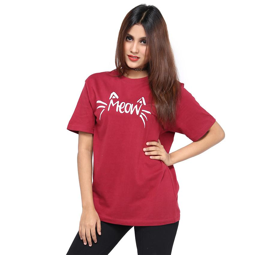 Maroon Cotton Printed Tshirt For Women - Front View - AceCart