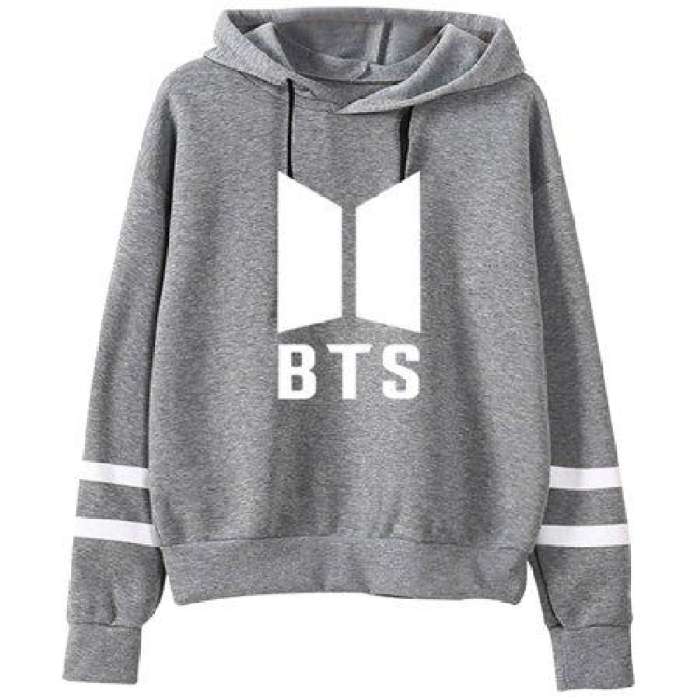 Fleece Cotton BTS Hoodie For Women 949 - AceCart Warm Hooded Sweatshirt in Grey