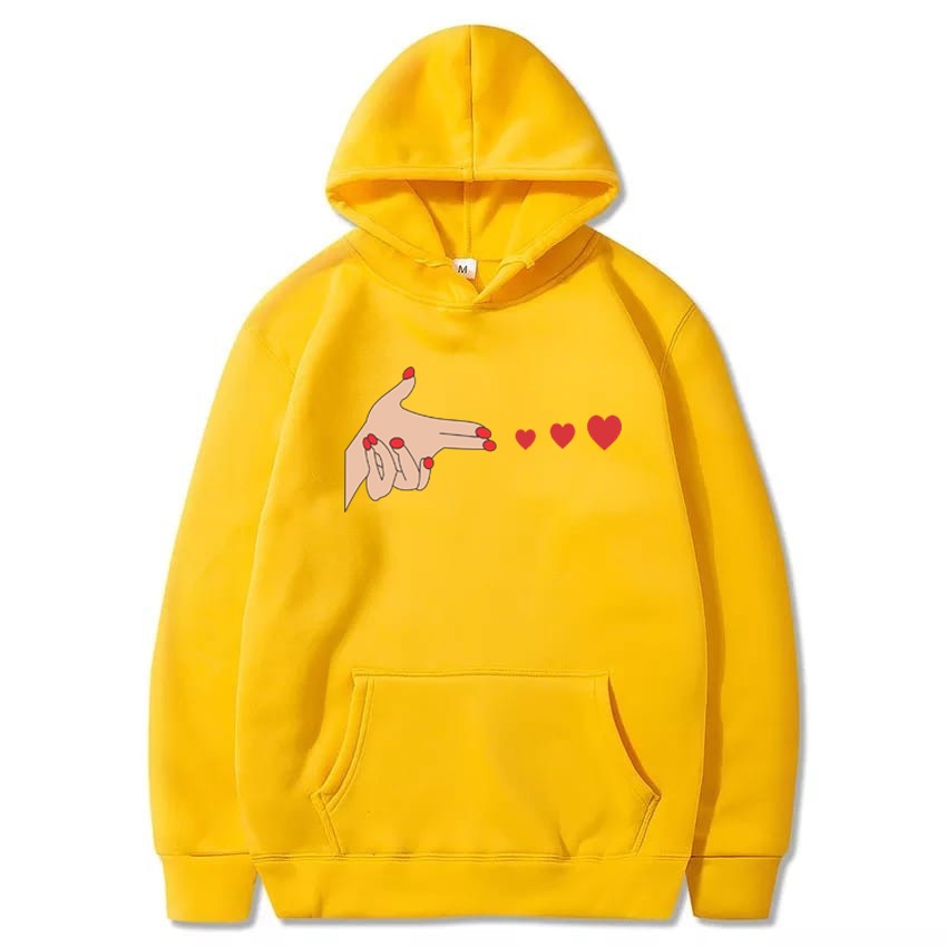 Shoot Heart Printed Fleece Full Sleeves Pull Over Hoodie For Women