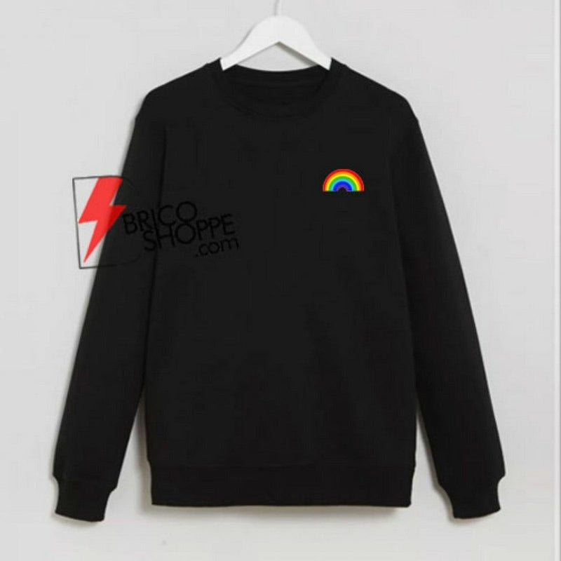 Black Rainbow Fleece Full Sleeves Pull Over Sweatshirt For Women