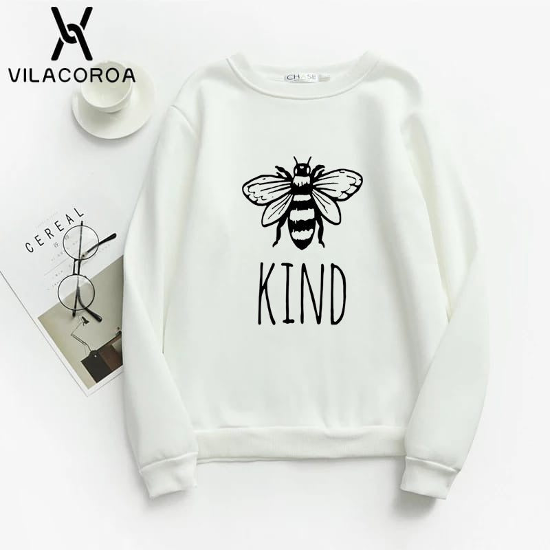 Bee Kind Fleece Full Sleeves Pull Over Sweatshirt For Women