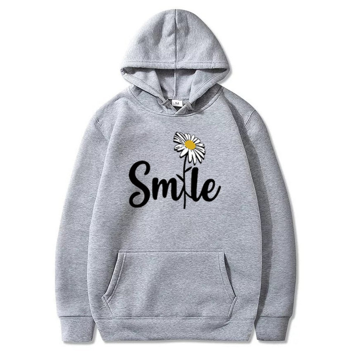 Smile Printed Fleece Full Sleeves Pull Over Hoodie For Women