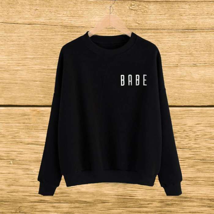 Black babe sweat shirt For and Women - AceCart Warm Hooded Sweatshirt in Black