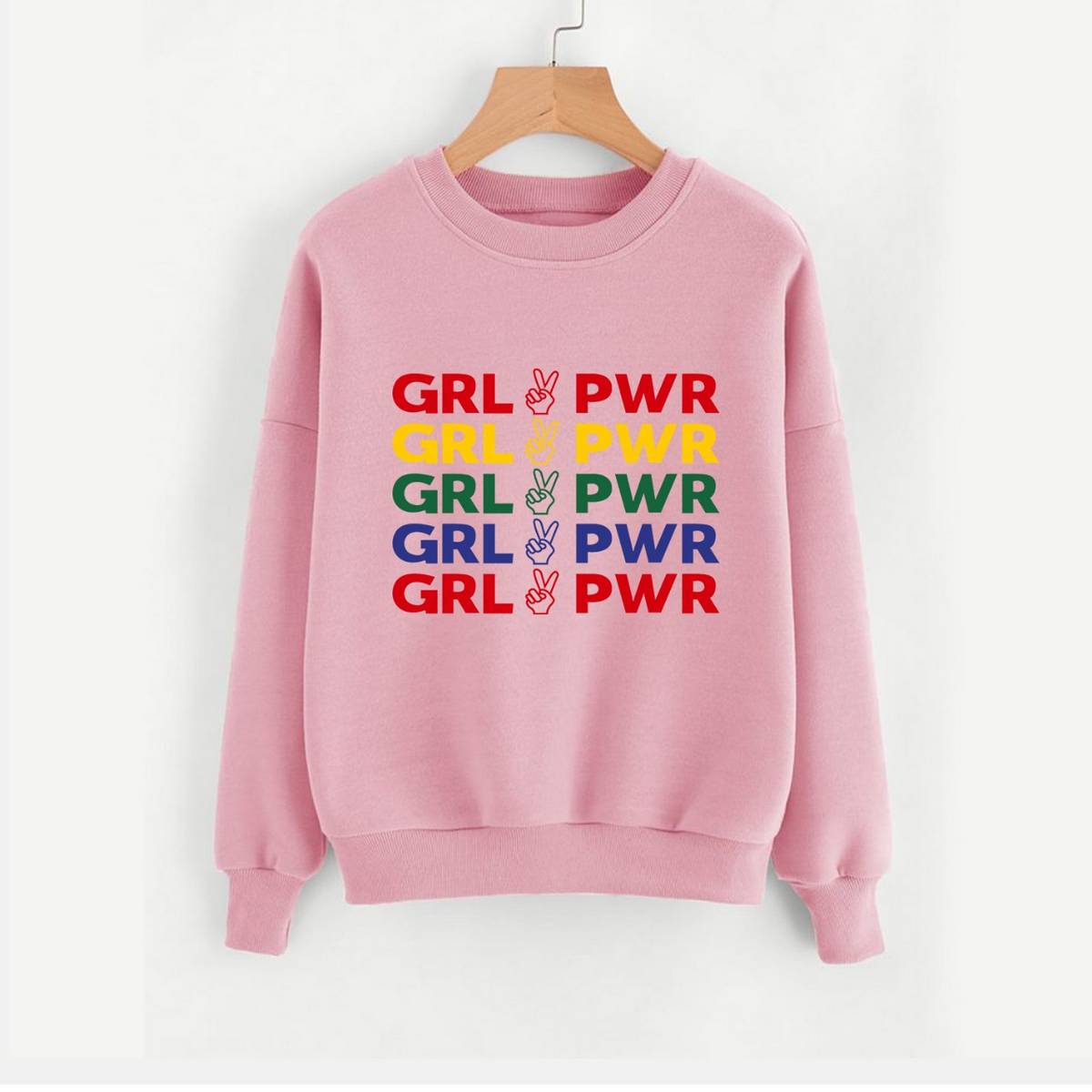 Girl Power Printed Fleece Full Sleeves Pull Over Sweatshirt For Women