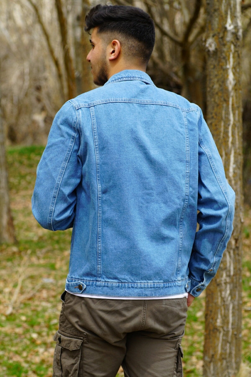 Ace Mens Denim Jacket Stretchable Fine Lycra M Blue