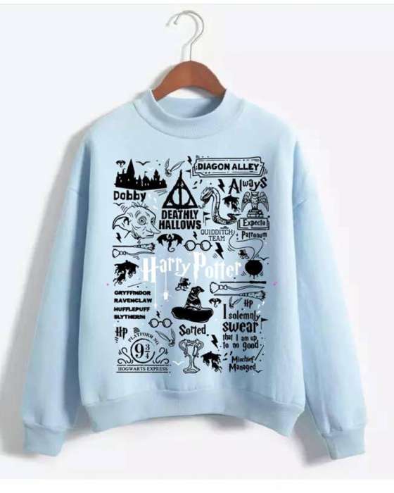 LIGHT BLUE HARRY POTTER SWEATSHIRT FOR womens - AceCart Warm Hooded Sweatshirt in Blue