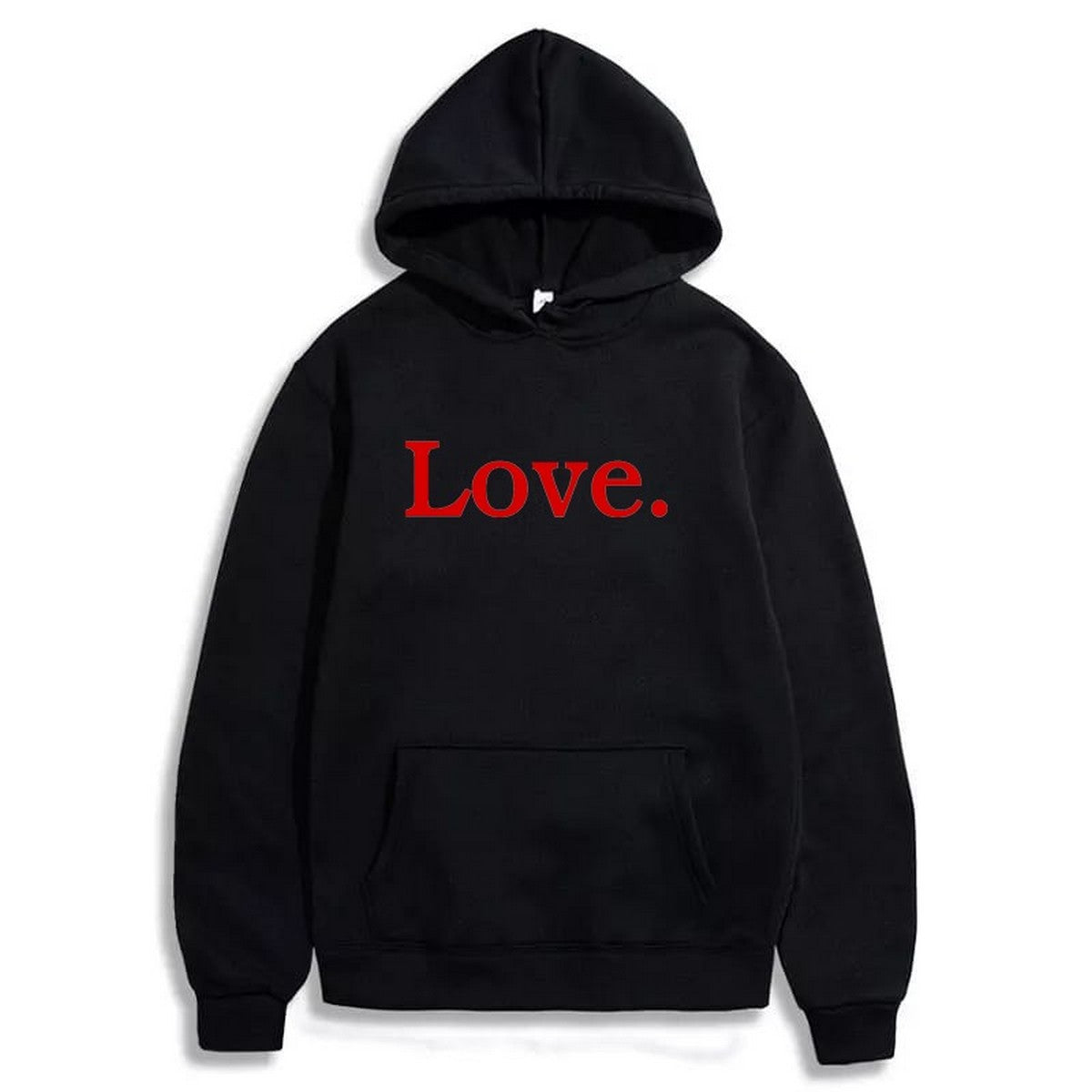 Love Printed Fleece Full Sleeves Pull Over Hoodie For Women